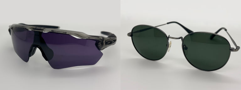 Solbriller med beskyttelse på sidene og vanlige solbriller
